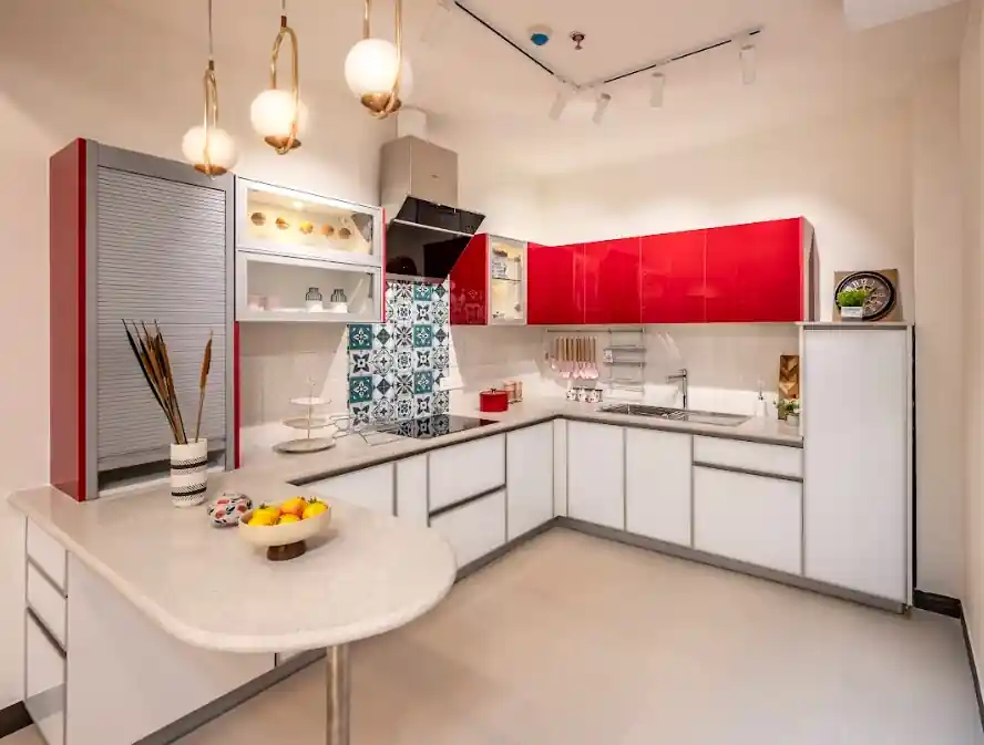 G-Shaped or Peninsula Modular Kitchen